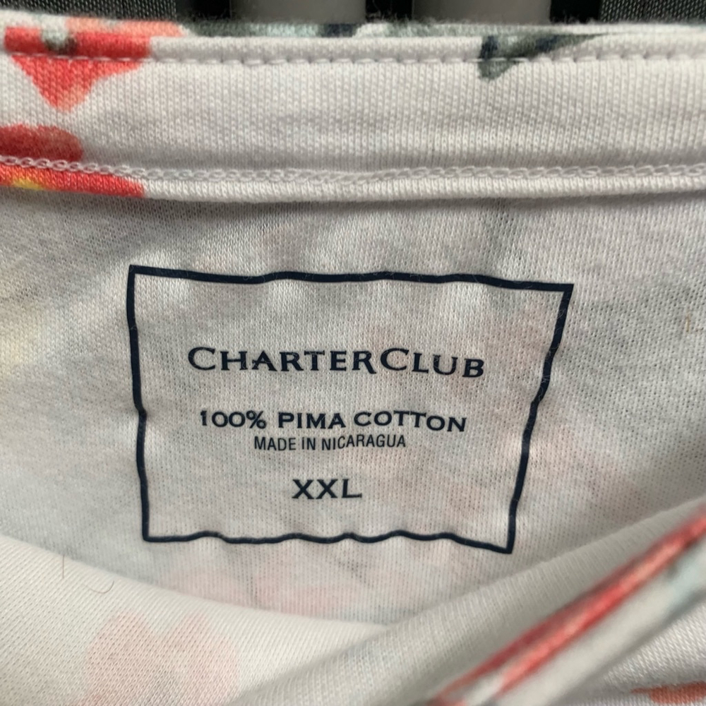 B19 Women's Charter Club Shirt, XXL, White Floral Y2K - Picture 2 of 6
